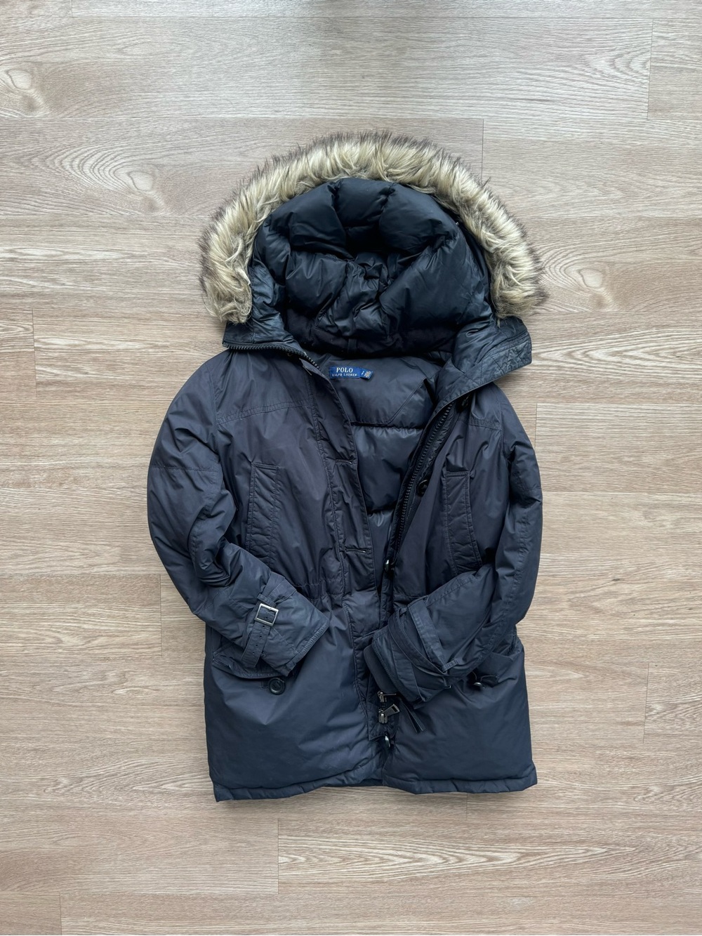 Polo by Ralph Lauren Dark Navy Faux-Fur Hooded Puffer Coat